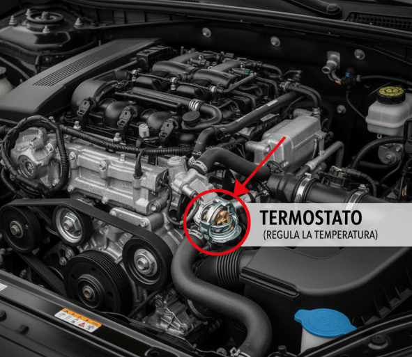 ubicacion del termostato de un coche